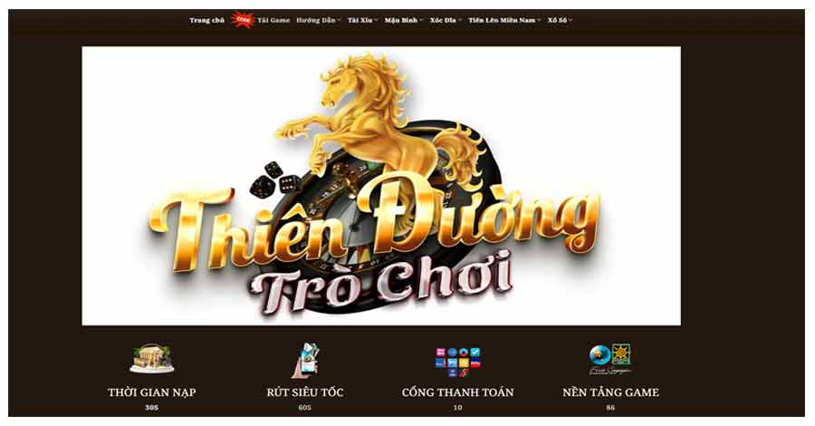 Giao diện trang chủ cổng game TDTC Thiên Đường Trò Chơi